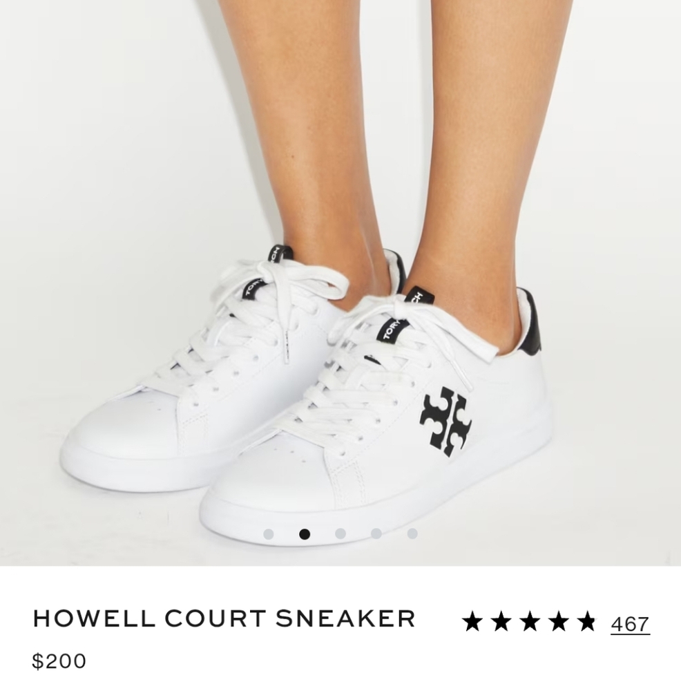 Tory Burch White and Black Logo Sneakers